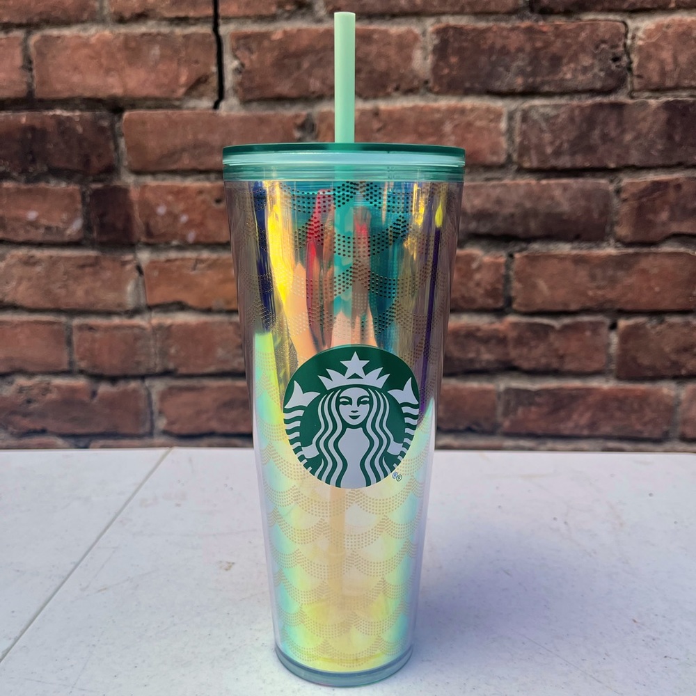 Starbucks Tumbler Mermaid 24oz Iridescent Siren Scales Venti Cold Cup Straw NEW!